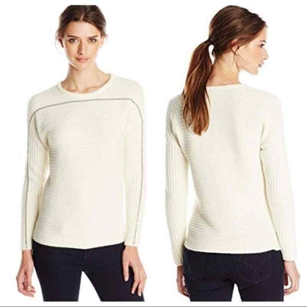Paige Womens Sweater Small Crewm Chainlink Lambswool Rabbit Hair Cashmere Blend